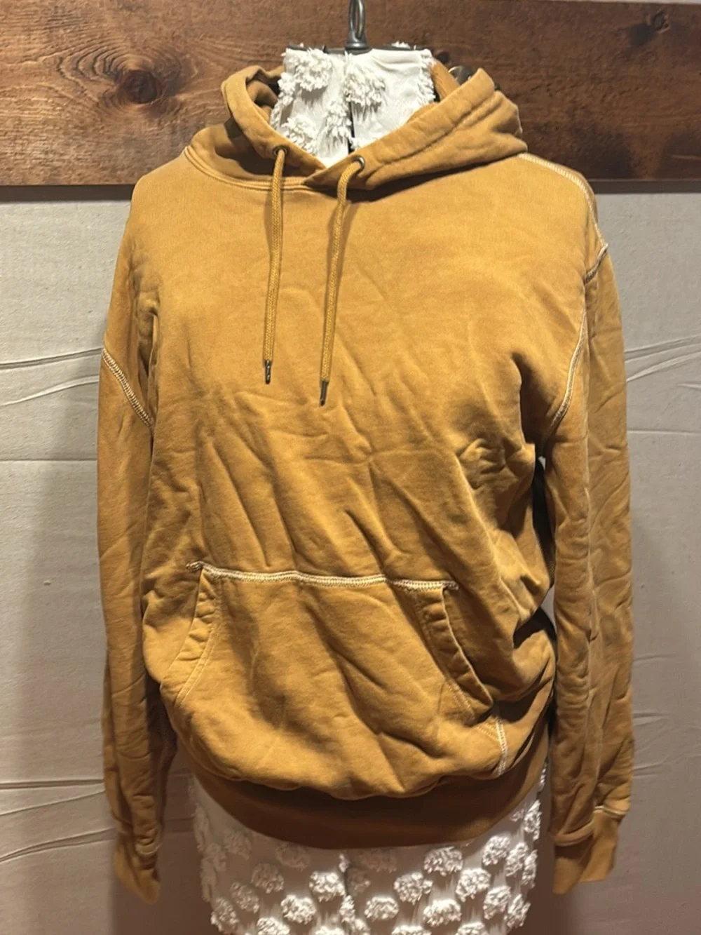 J. Crew Men's Mustard Hooded Pullover Sweatshirt